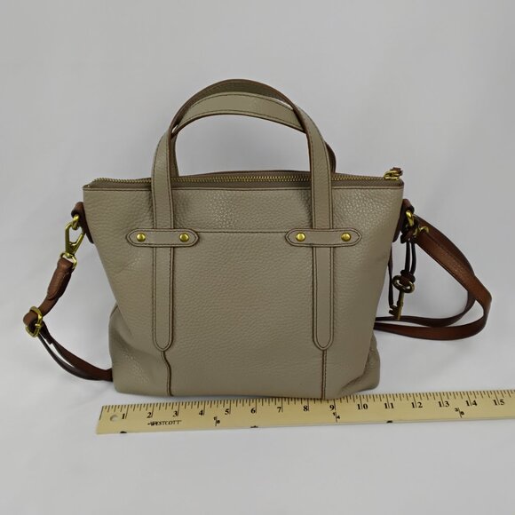 Fossil Felicity Taupe Leather Tote Crossbody Bag - Picture 7 of 7